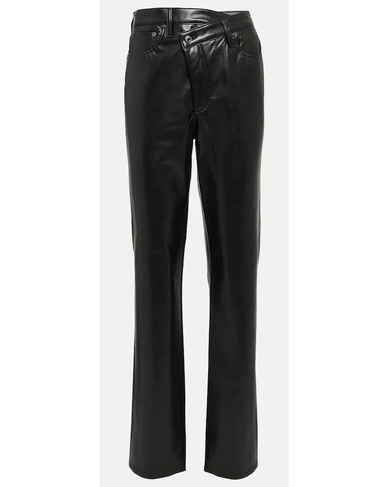 AGOLDE Hose Criss-Cross aus Lederimitat Schwarz