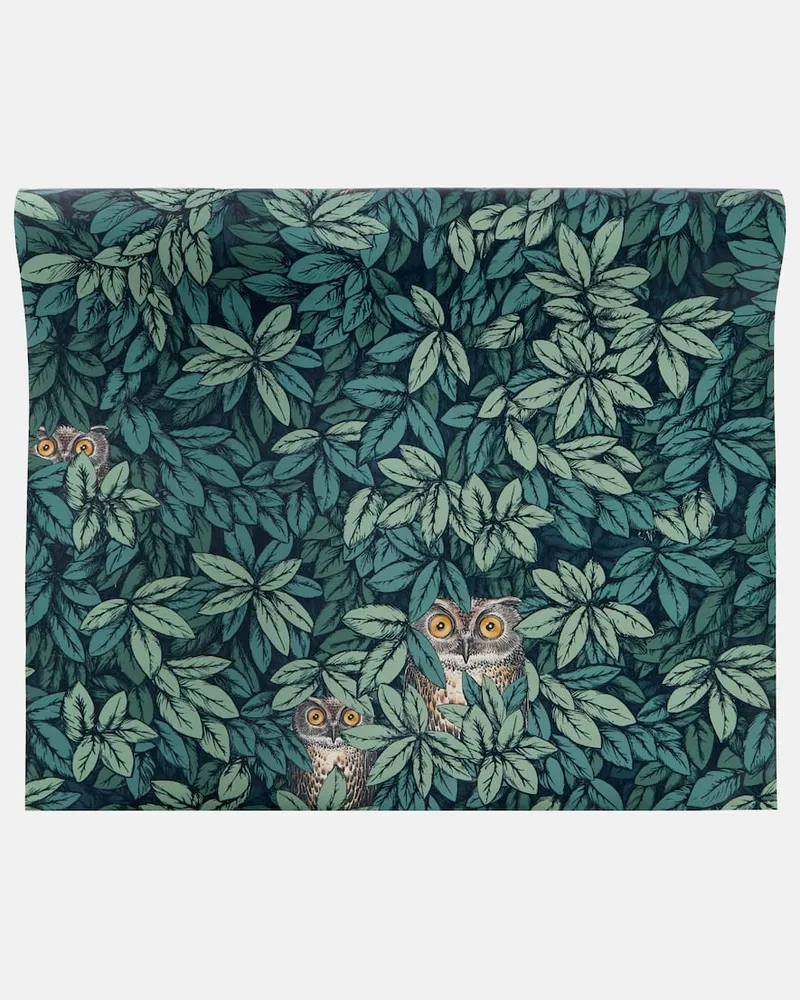 Fornasetti X Cole & Son Tapete Foglie e Civette Grün