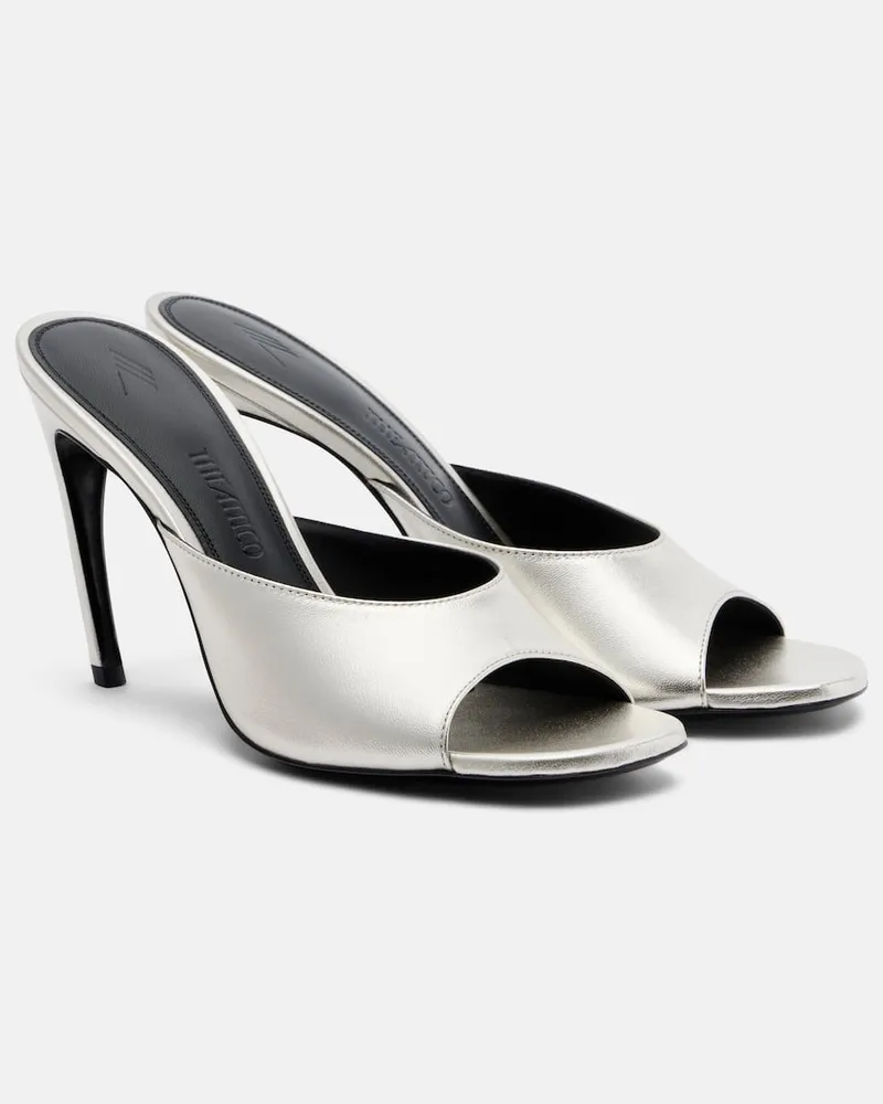 ATTICO Pantoletten Betta 95 aus Metallic-Leder Silber