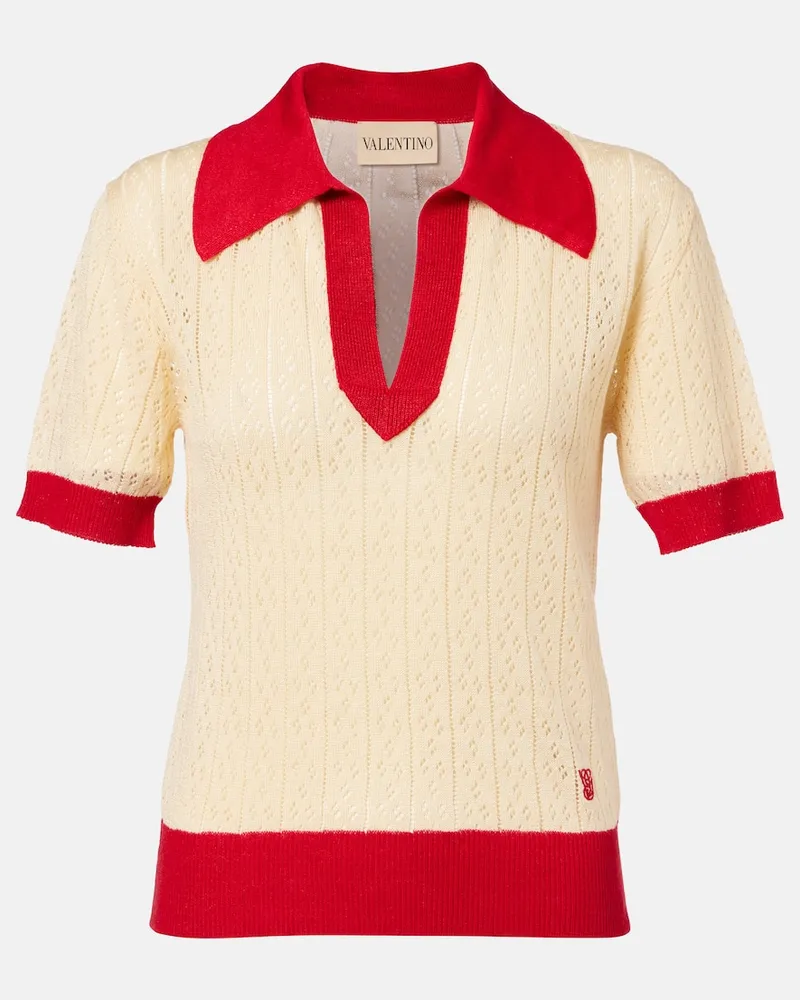 Valentino Garavani Polopullover aus einem Leinengemisch Weiß