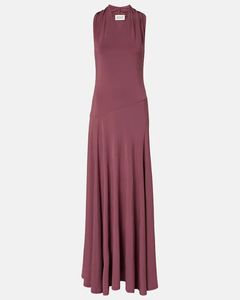 TOVE Maxikleid Vina aus Crêpe Burgunderrot