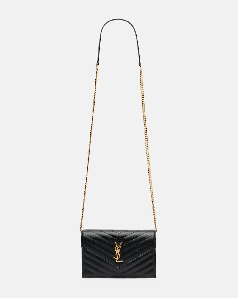 Saint Laurent Portemonnaie mit Kettenriemen Cassandre Envelope Small Schwarz