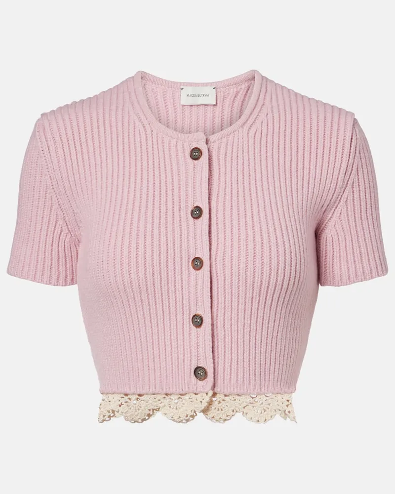 Magda Butrym Top aus Kaschmir mit Häkelstrick Rosa