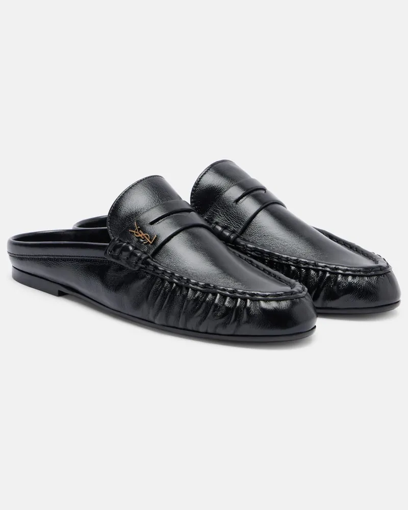 Saint Laurent Slippers Le Loafer aus Leder Schwarz
