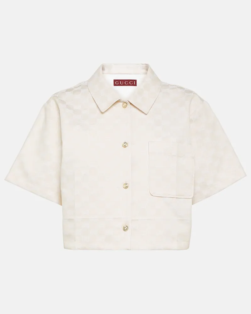 Gucci Hemd GG aus Gabardine Weiã