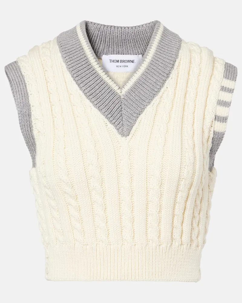 Thom Browne Cropped-Pullunder aus Wolle Weiß