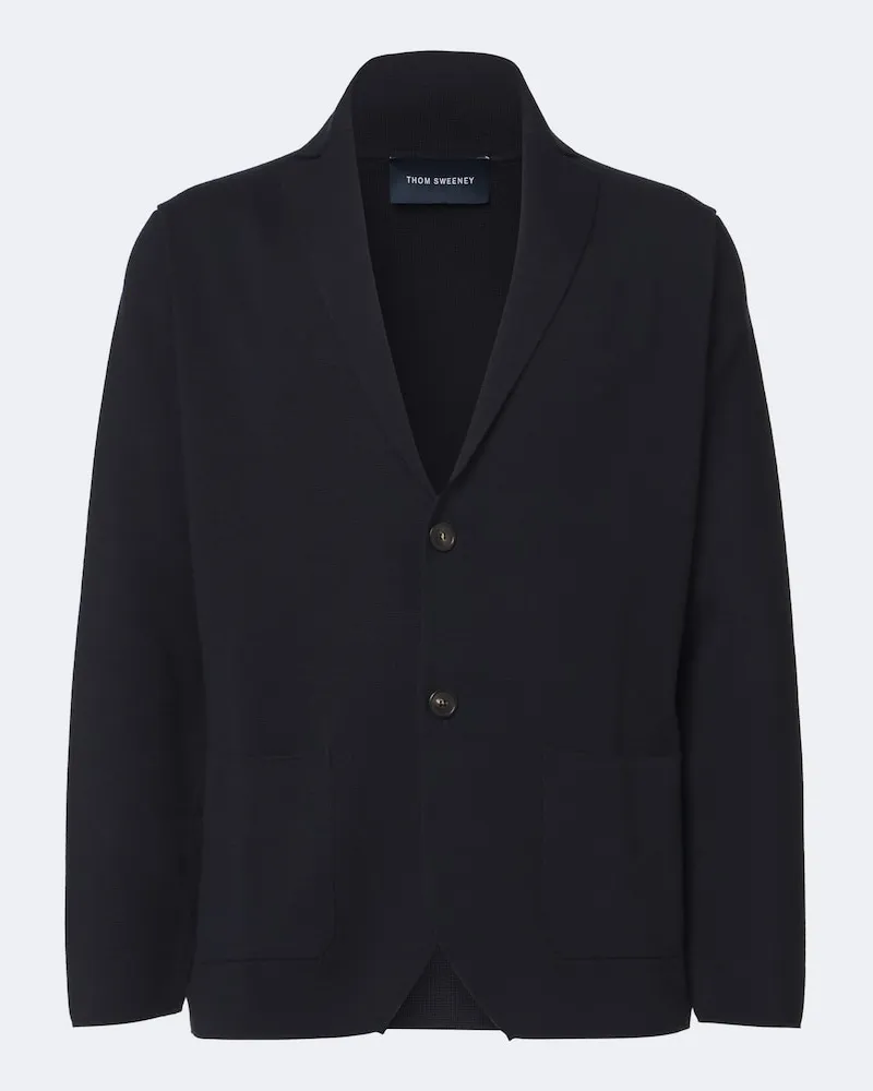 Thom Sweeney Gestrickter Blazer aus Wolle Blau