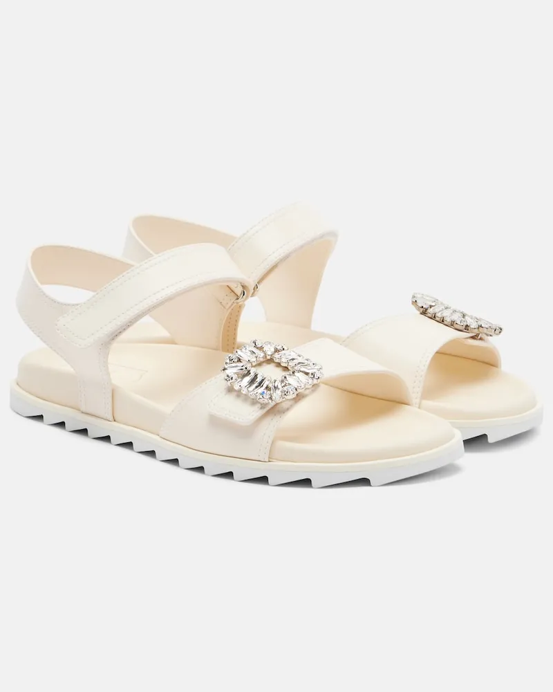 Roger Vivier Sandalen Slidy Viv' aus Leder Weiß