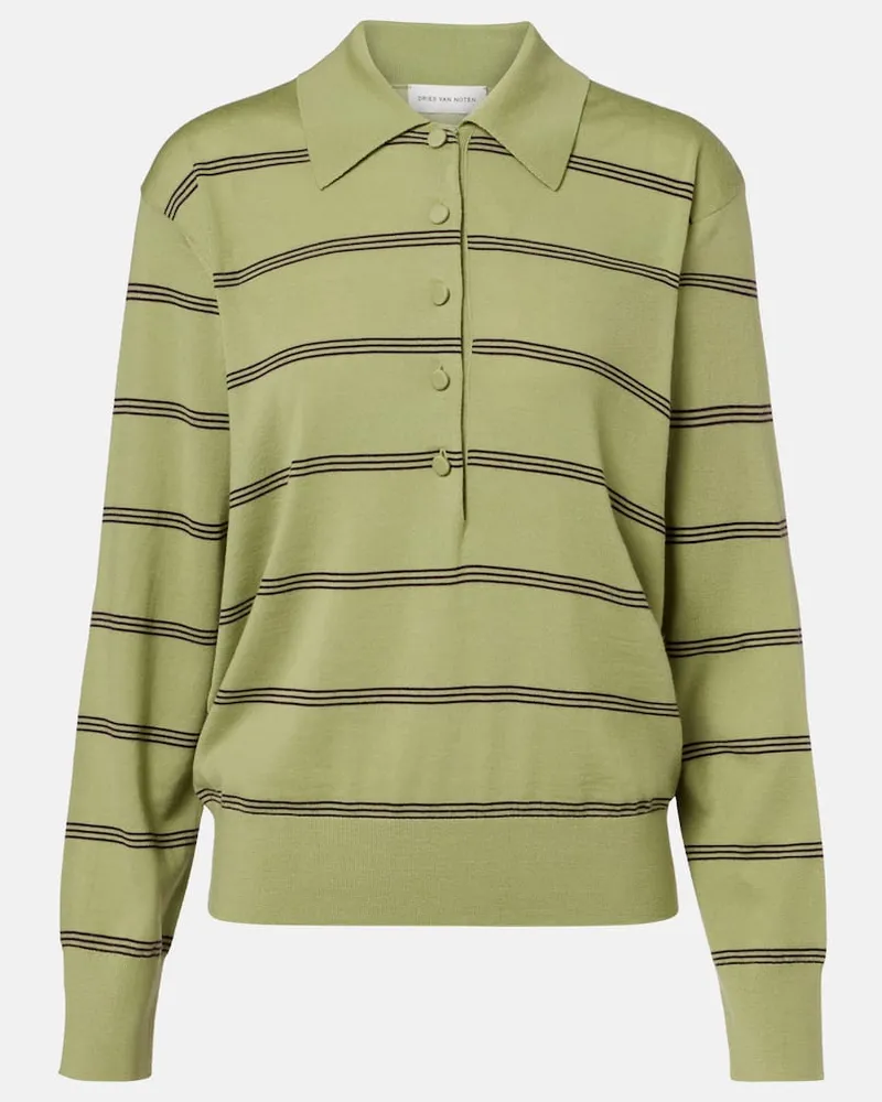 Dries van Noten Polopullover aus Wolle Grün