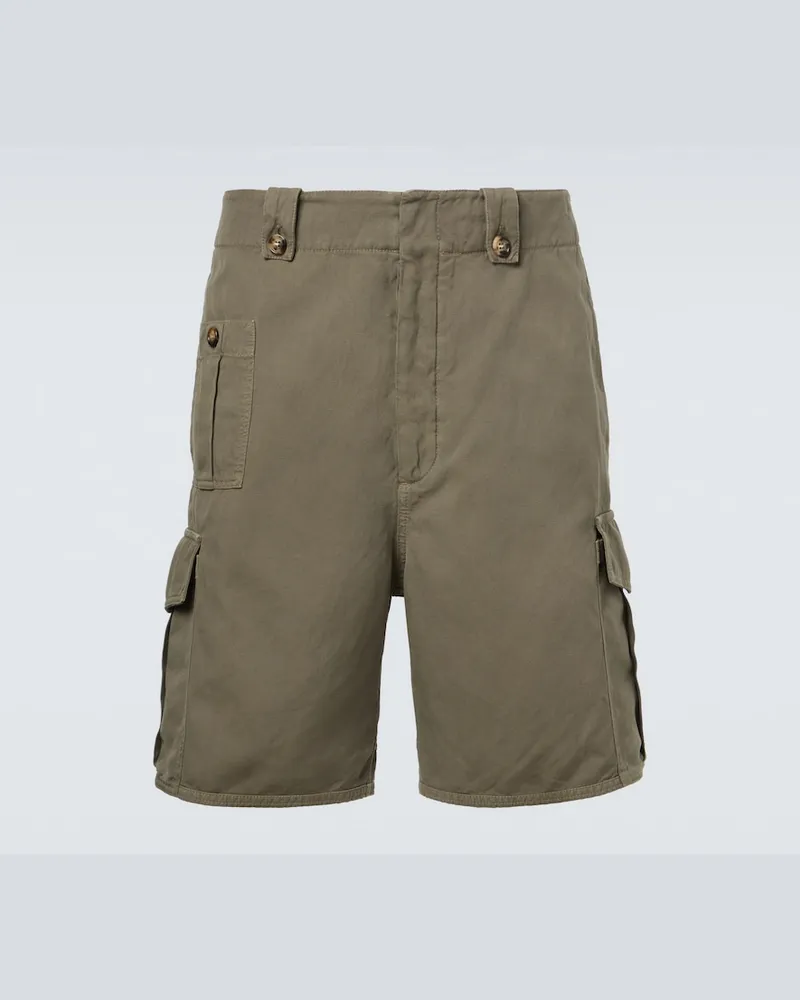 Brunello Cucinelli Cargo-Shorts aus Baumwolle und Leinen Grün