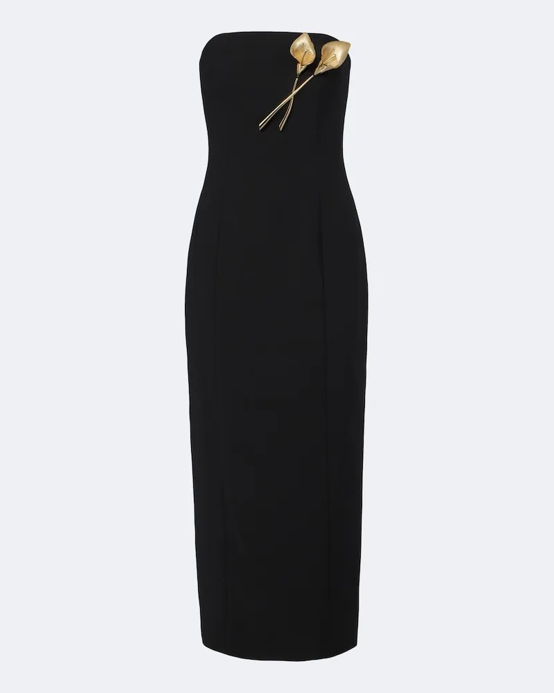 Carolina Herrera New York Verziertes Bustier-Kleid aus einem Wollgemisch Schwarz