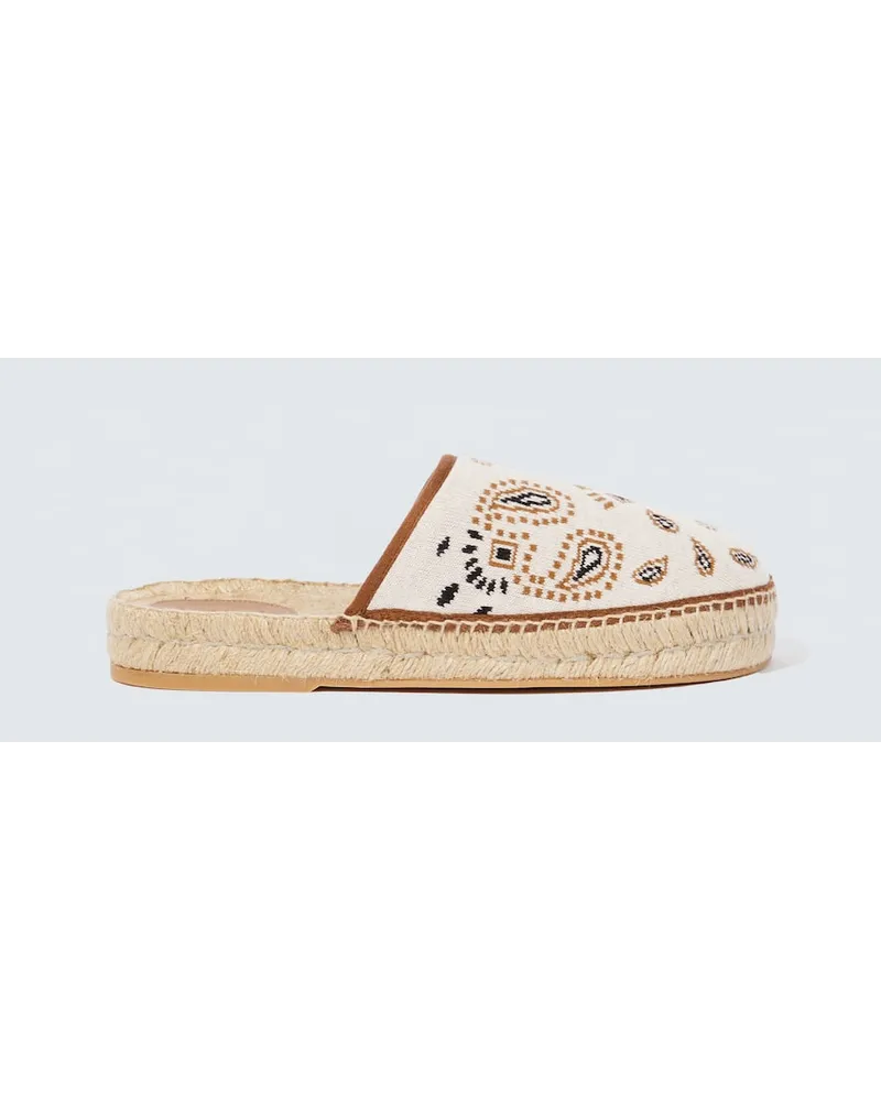 Alanui Espadrille-Slippers Bandana aus Strick Weiss