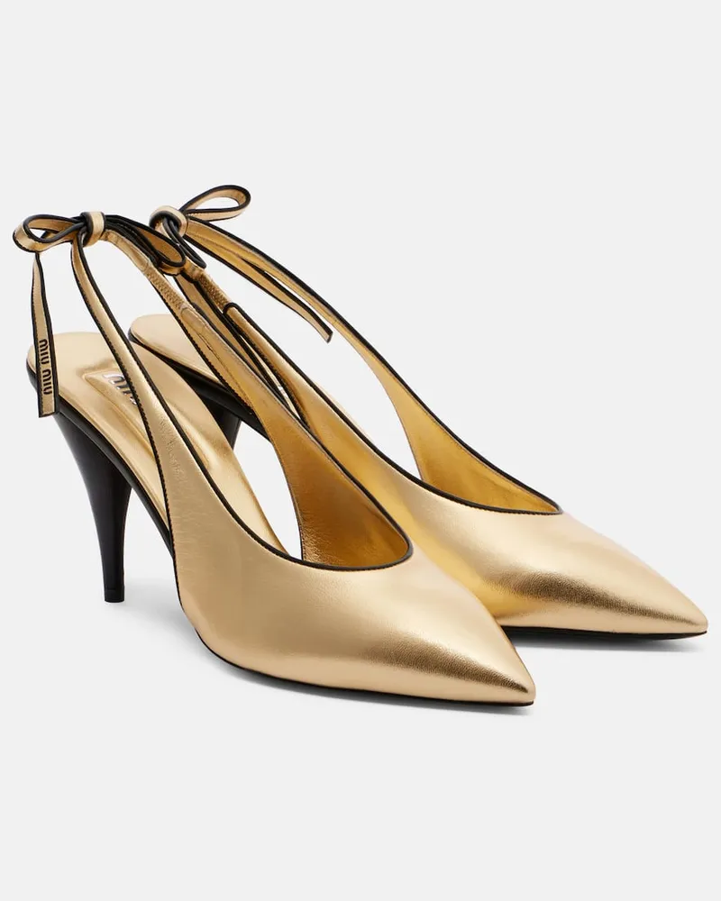 Miu Miu Slingback-Pumps aus Metallic-Leder Gold