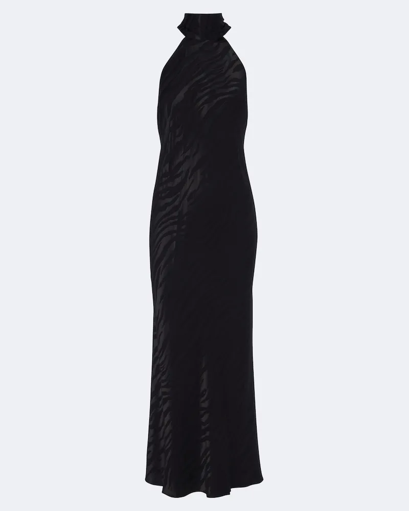 RIXO Midikleid Maura aus Satin Schwarz