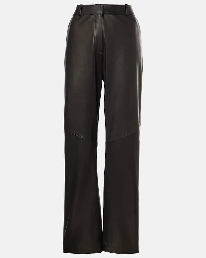 The Sei Gerade Hose aus Leder Schwarz