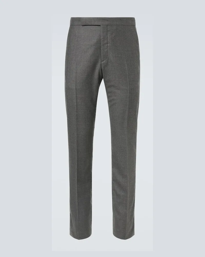 Ralph Lauren Gerade Mid-Rise-Hose aus Wolle Grau