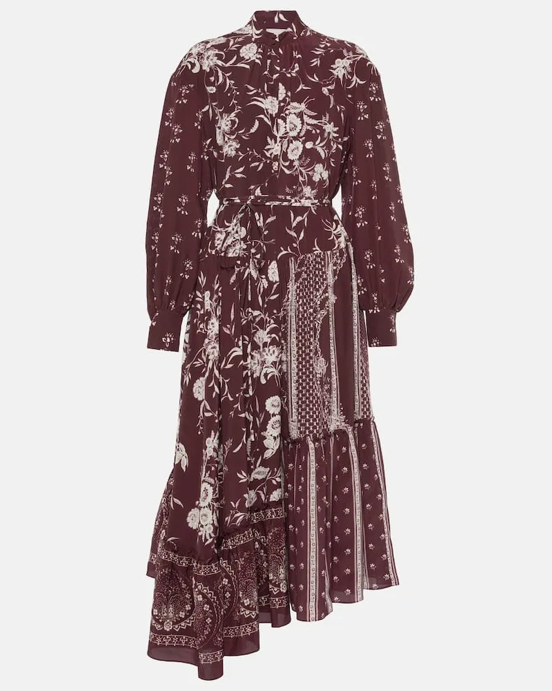 Erdem Midikleid aus Seide Burgund