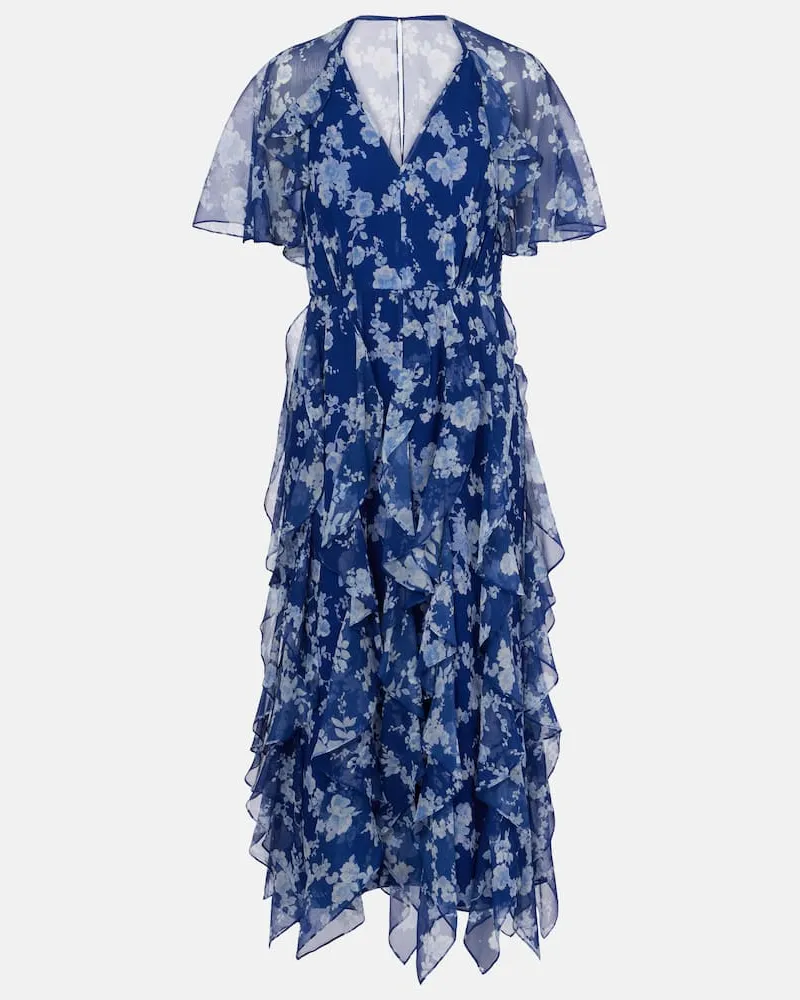 Carolina Herrera New York Midikleid aus Chiffon Blau
