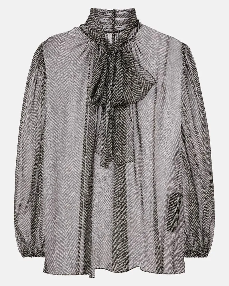 Dolce & Gabbana Schluppenbluse aus Seidenchiffon Schwarz