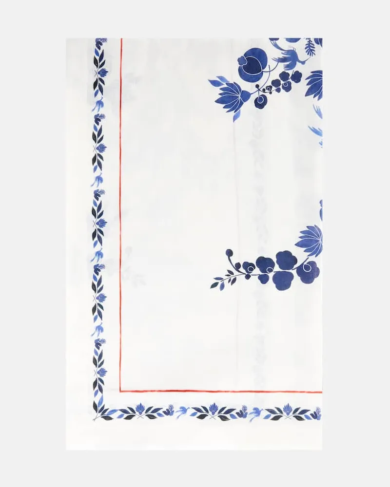 La DoubleJ Tischdecke Wildbird Placée Blu Medium Weiß