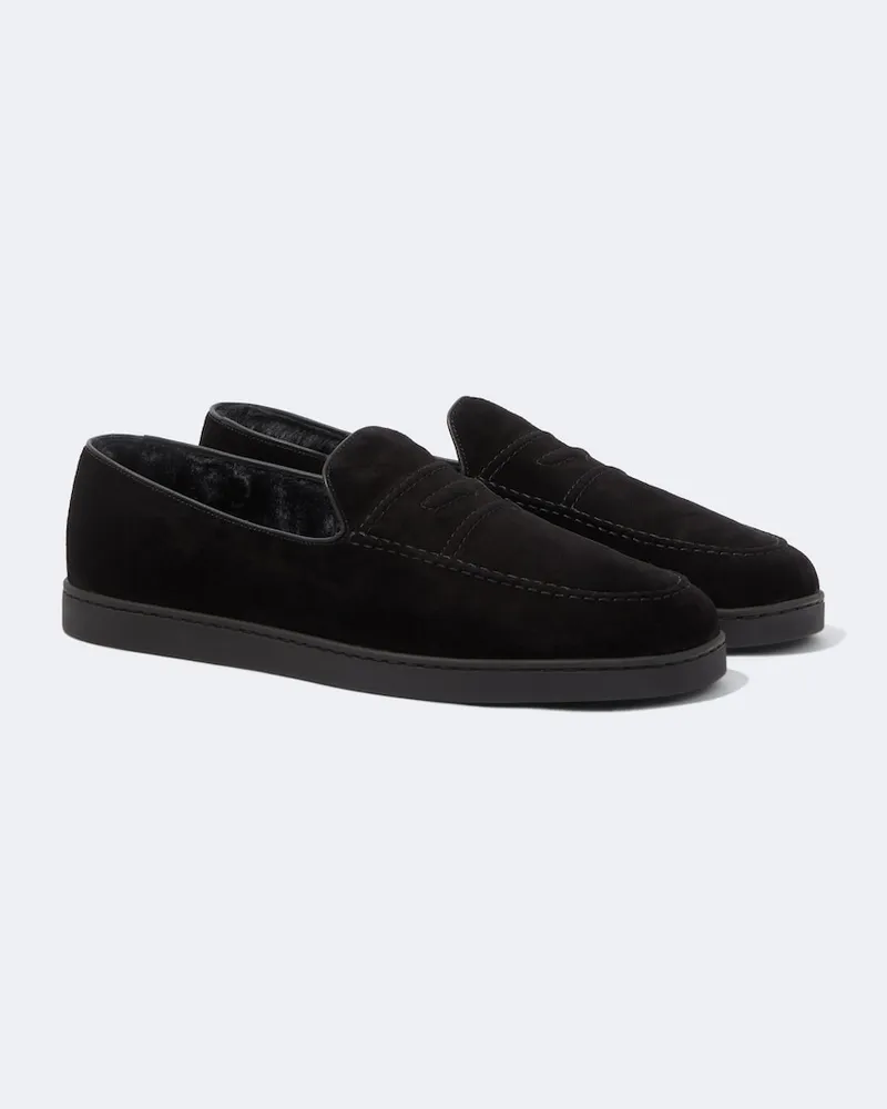 Church's Loafers Peebles aus Veloursleder mit Shearling Blau