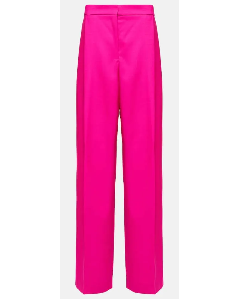 Oscar de la Renta High-Rise-Hose aus Wolle und Mohair Pink