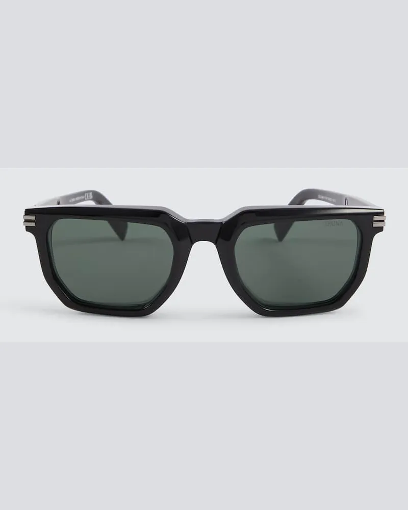 Ermenegildo Zegna Eckige Sonnenbrille Schwarz