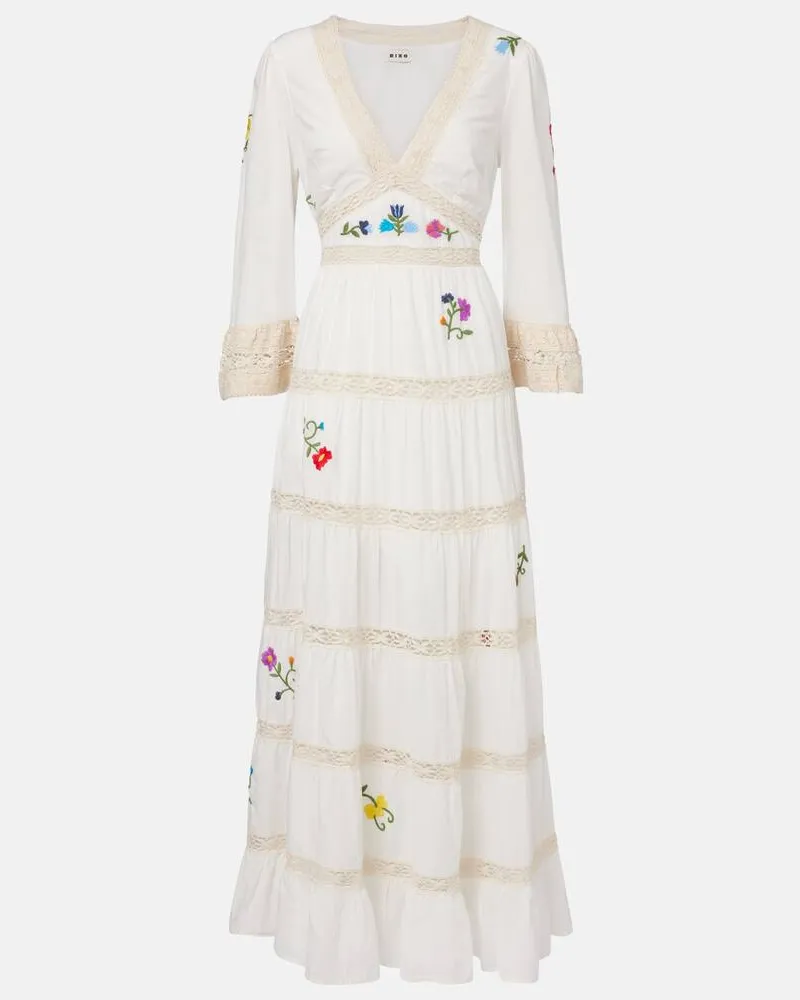 RIXO Maxikleid Regine aus Baumwolle Weiß