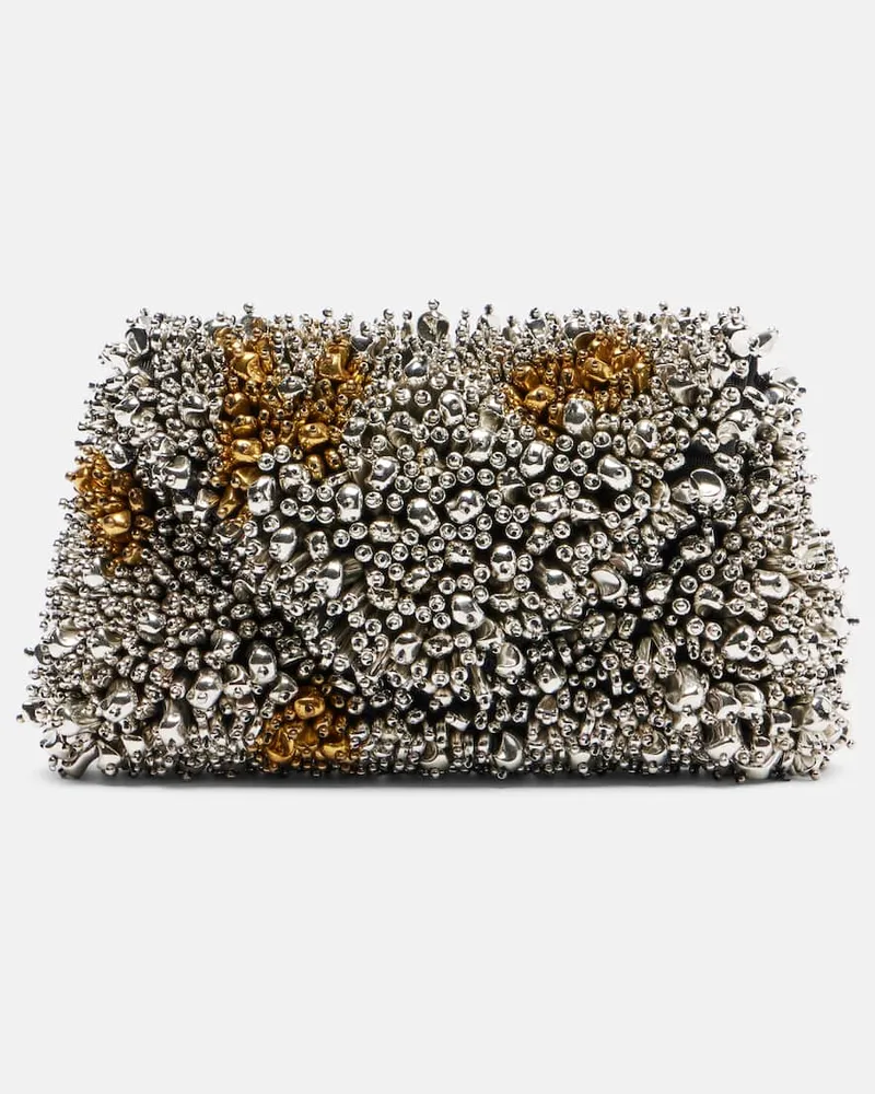 Dries van Noten Verzierte Clutch Silber