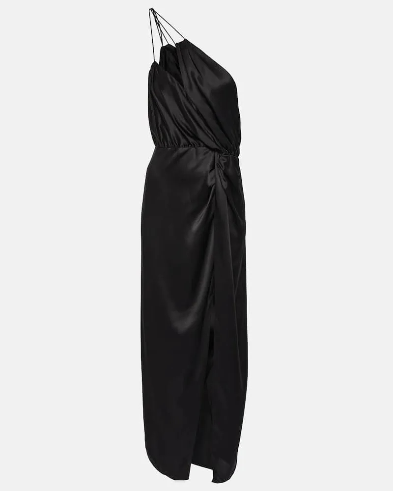 The Sei One-Shoulder-Midikleid aus Seide Schwarz