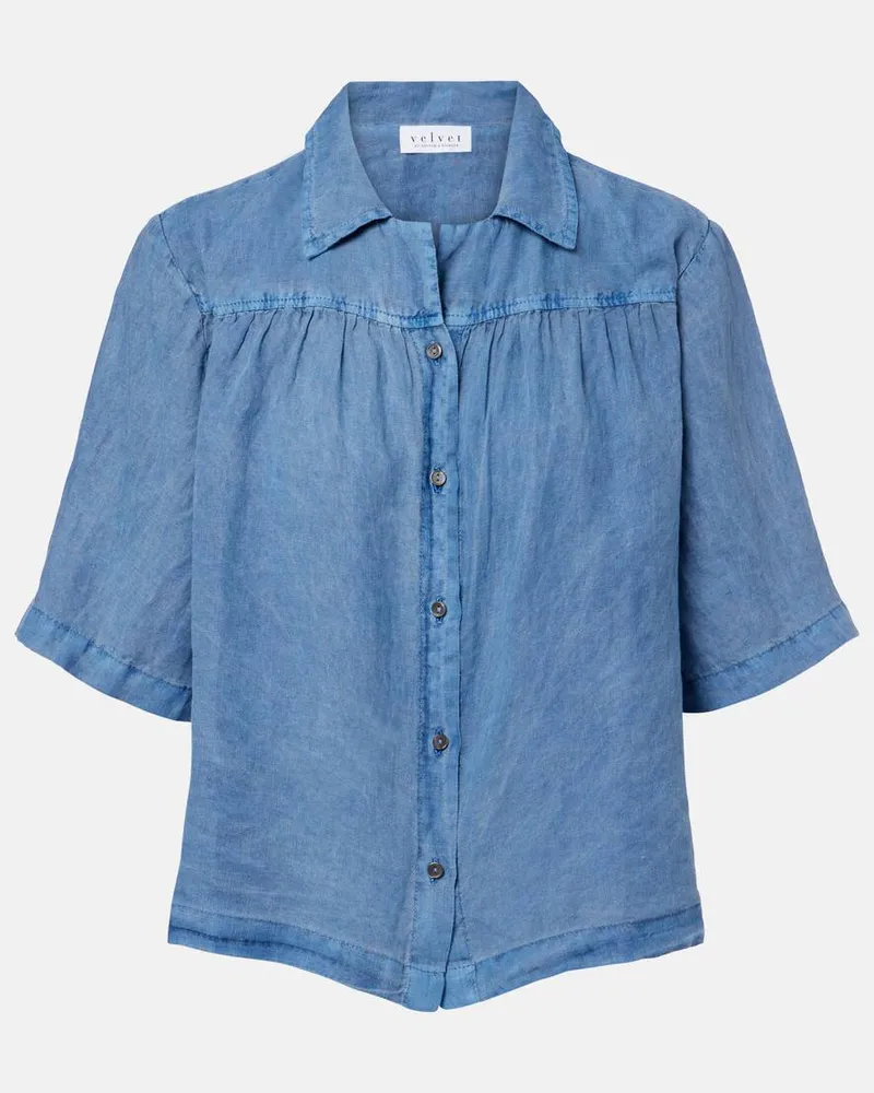 Velvet Hemd Rowan aus Leinen Blau