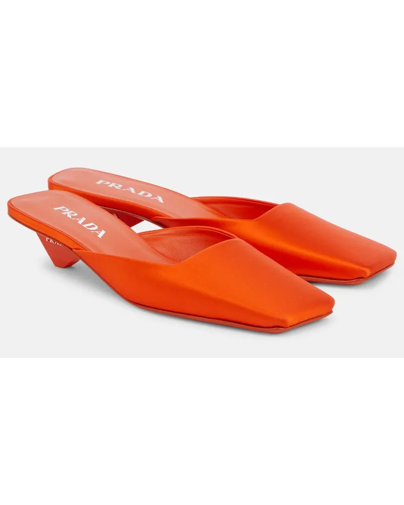 Prada Mules aus Satin Orange