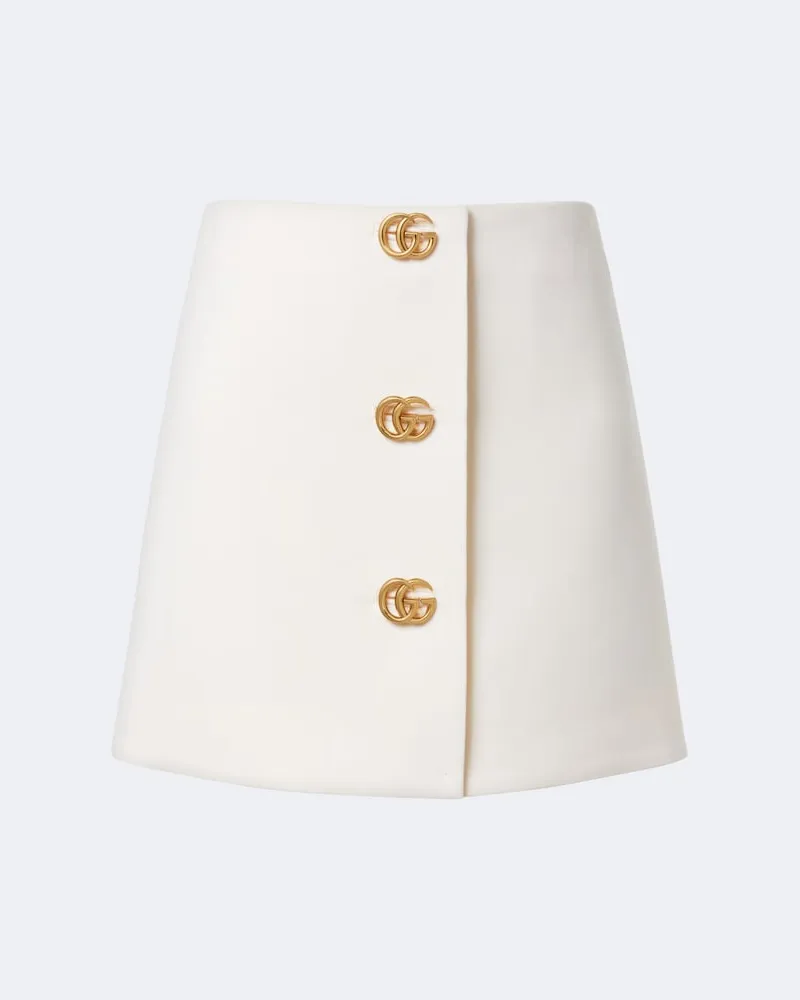 Gucci Minirock Double G aus Woll-Crêpe Weiß