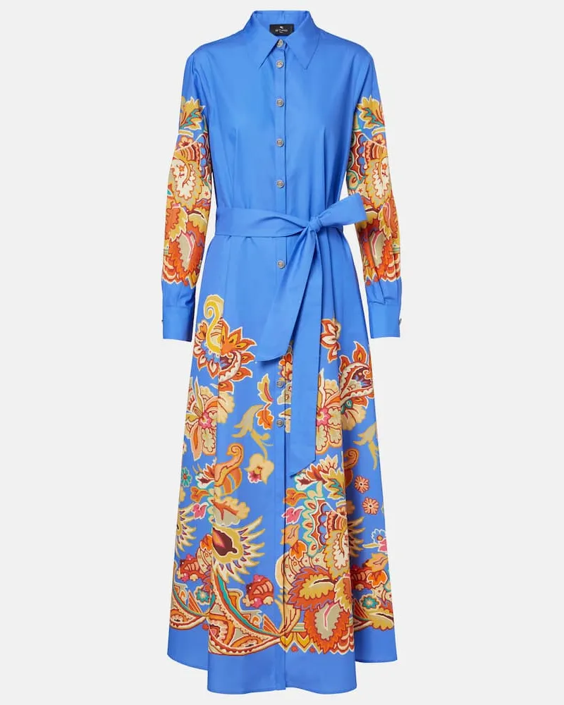 Etro Maxikleid aus Baumwolle Blau