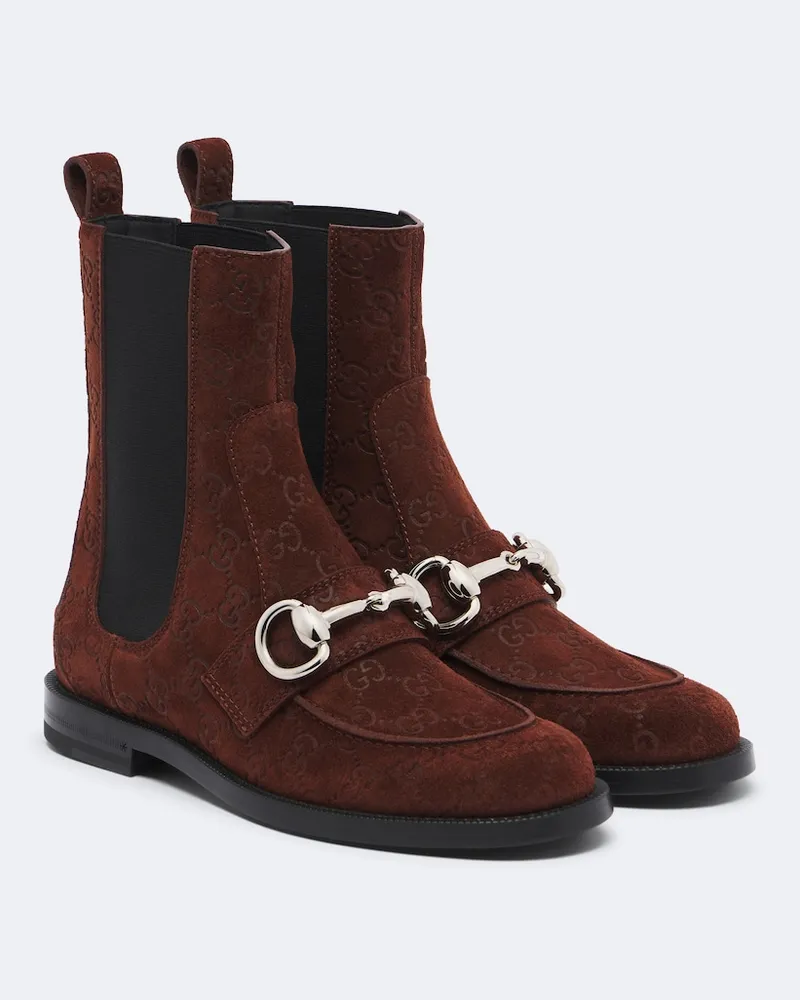 Gucci Chelsea Boots Boulevard aus Veloursleder Braun