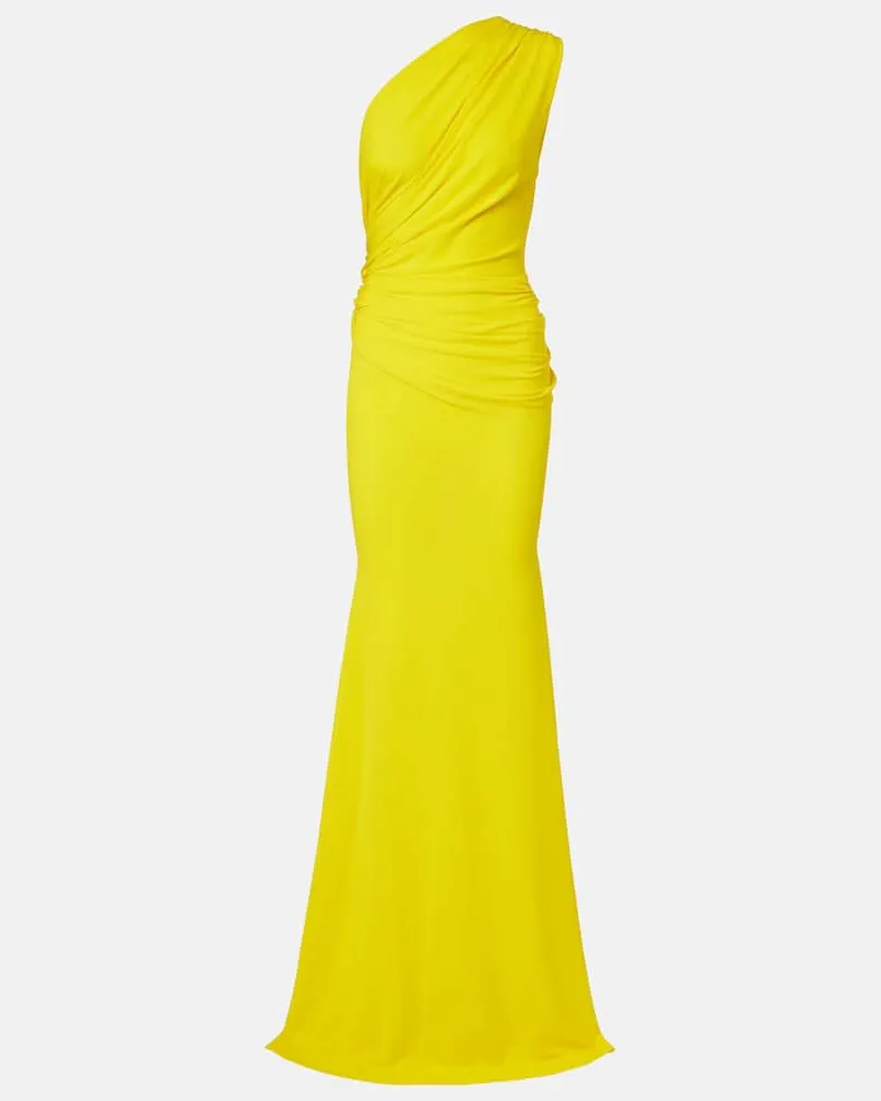 Alex Perry One-Shoulder-Robe aus Crêpe-Jersey Gelb