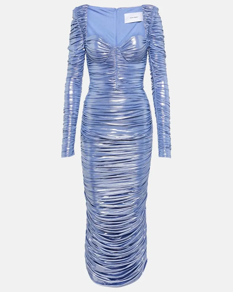 Alex Perry Midikleid aus Lamé Blau