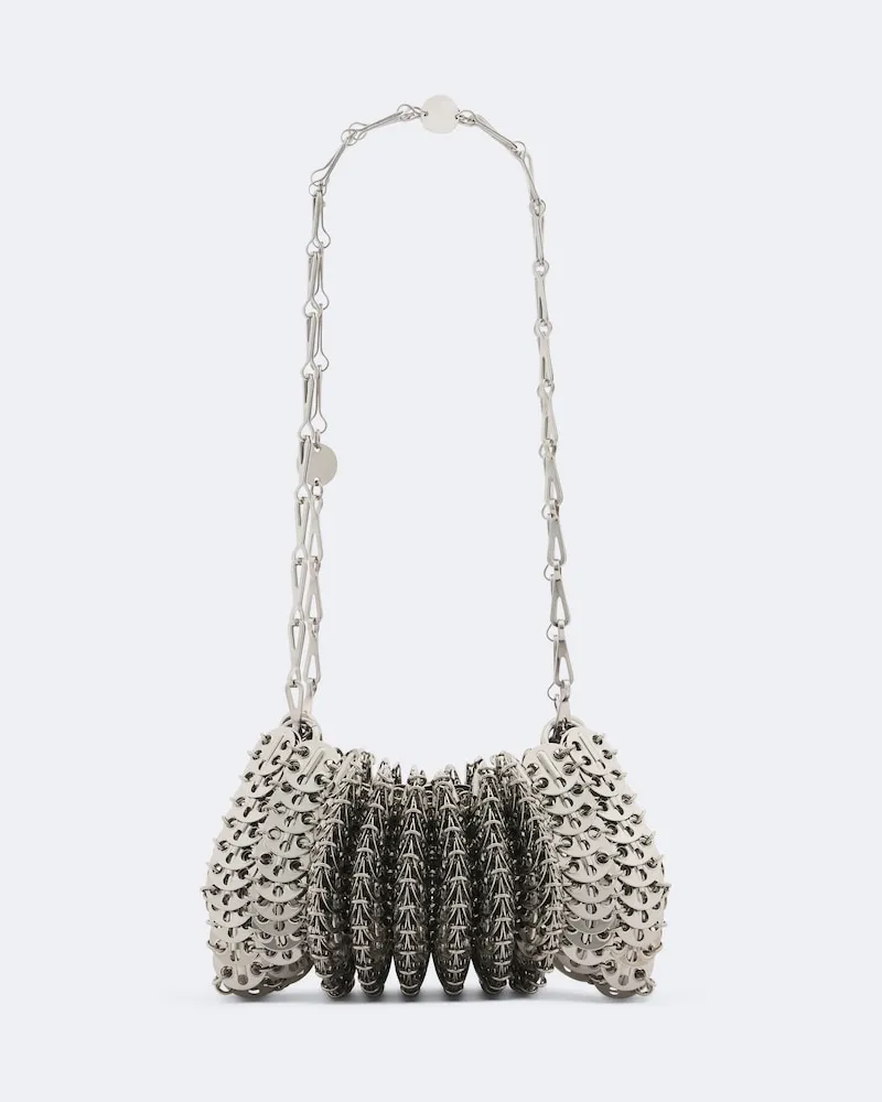 Paco Rabanne Verzierte Schultertasche 1969 Silber