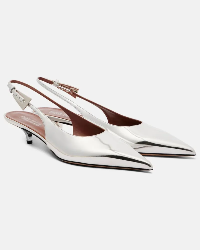 Paris Texas Slingback-Pumps Jessica aus Metallic-Leder Silber
