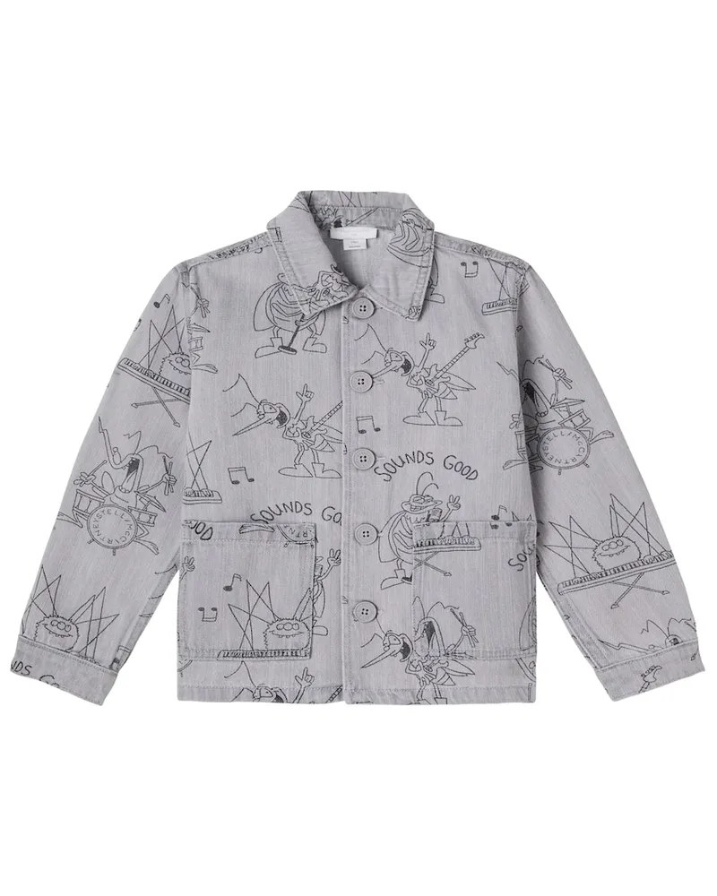 Stella McCartney Kids Bedruckte Jeansjacke Grau