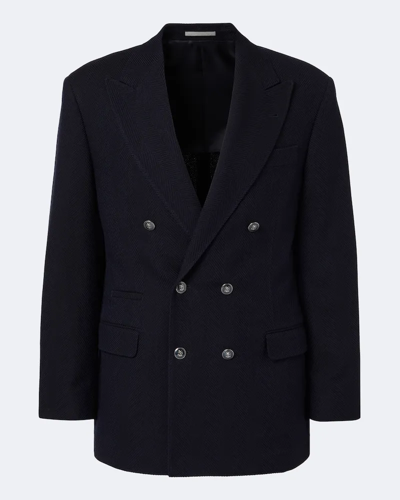 Brunello Cucinelli Blazer aus einem Woll- und Baumwollgemisch Blau