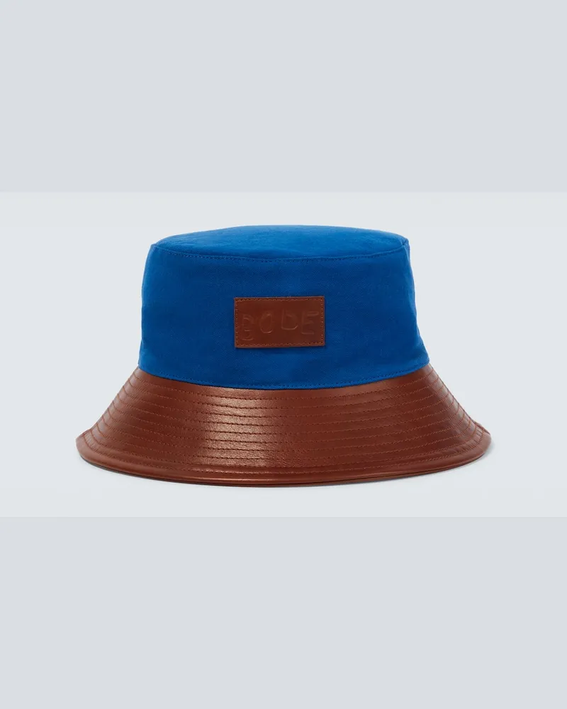 BODE Hut aus Baumwolle und Leder Blau