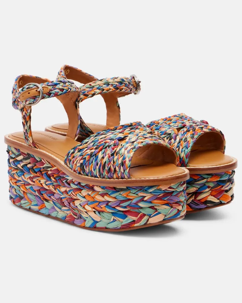 Robert Clergerie Plateausandalen Arty aus Raffiabast Multicolor