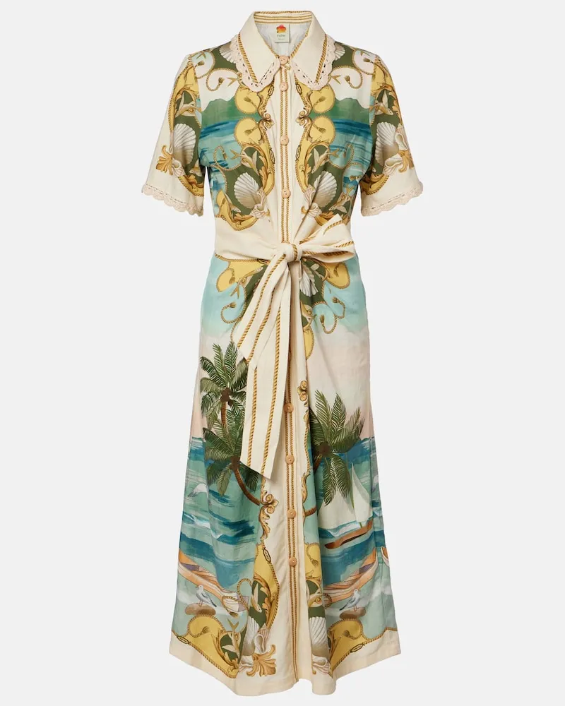 FARM Rio Hemdblusenkleid Royal Sea aus einem Leinengemisch Multicolor