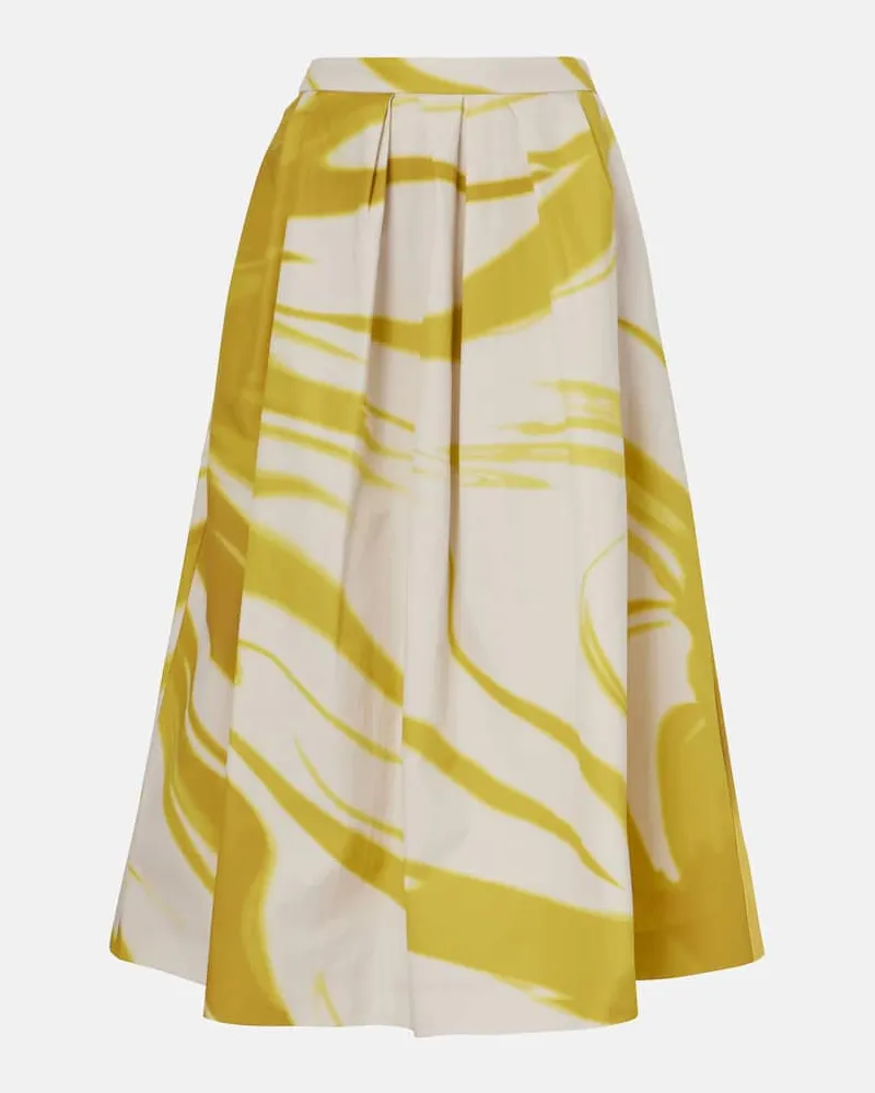Dries van Noten Bedruckter Midirock aus Baumwolle Gelb