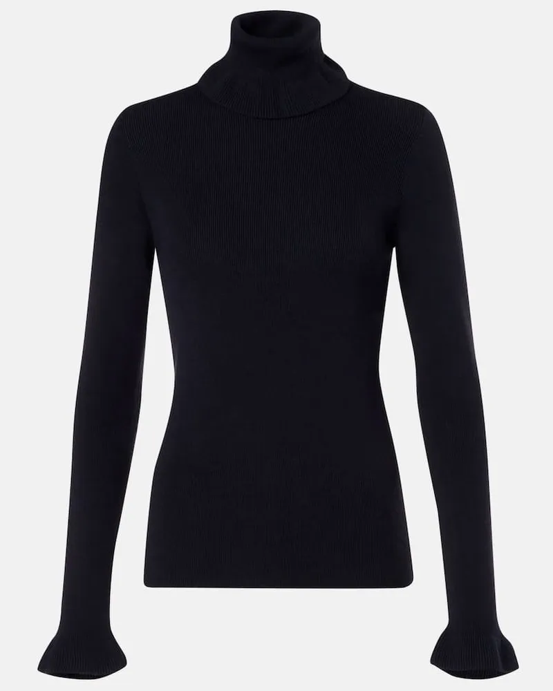 Chloé Chloé Rollkragenpullover aus Baumwolle und Wolle Blau