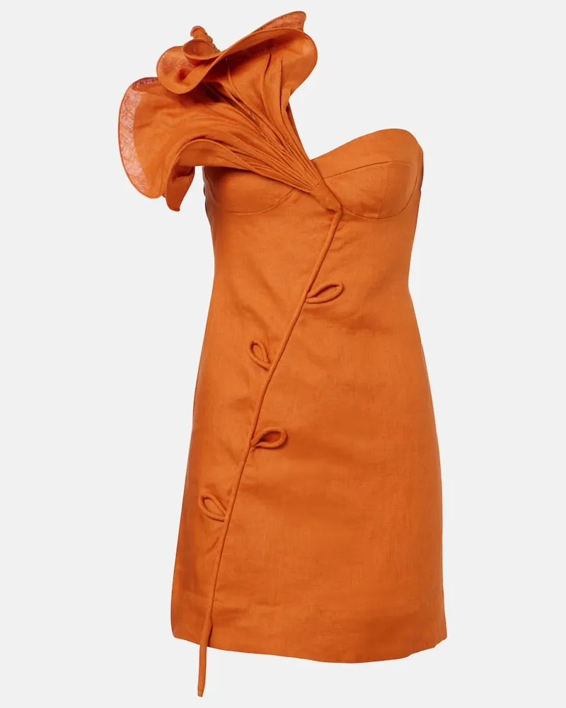 FARM Rio Minikleid aus Leinen Orange