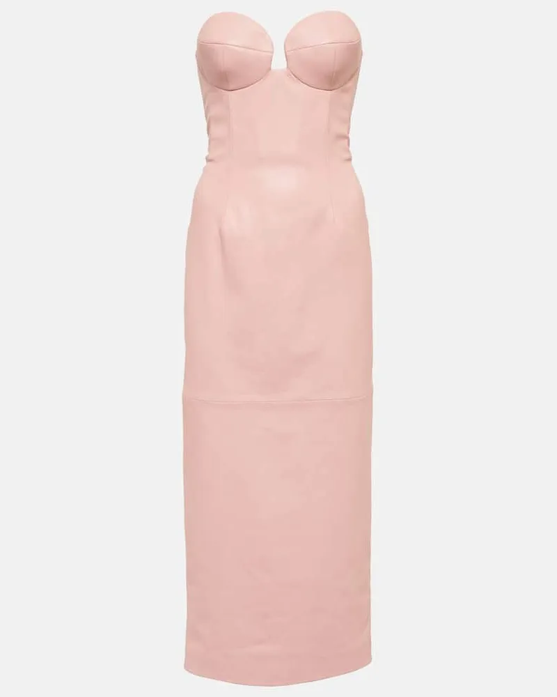 Magda Butrym Midikleid aus Leder Rosa