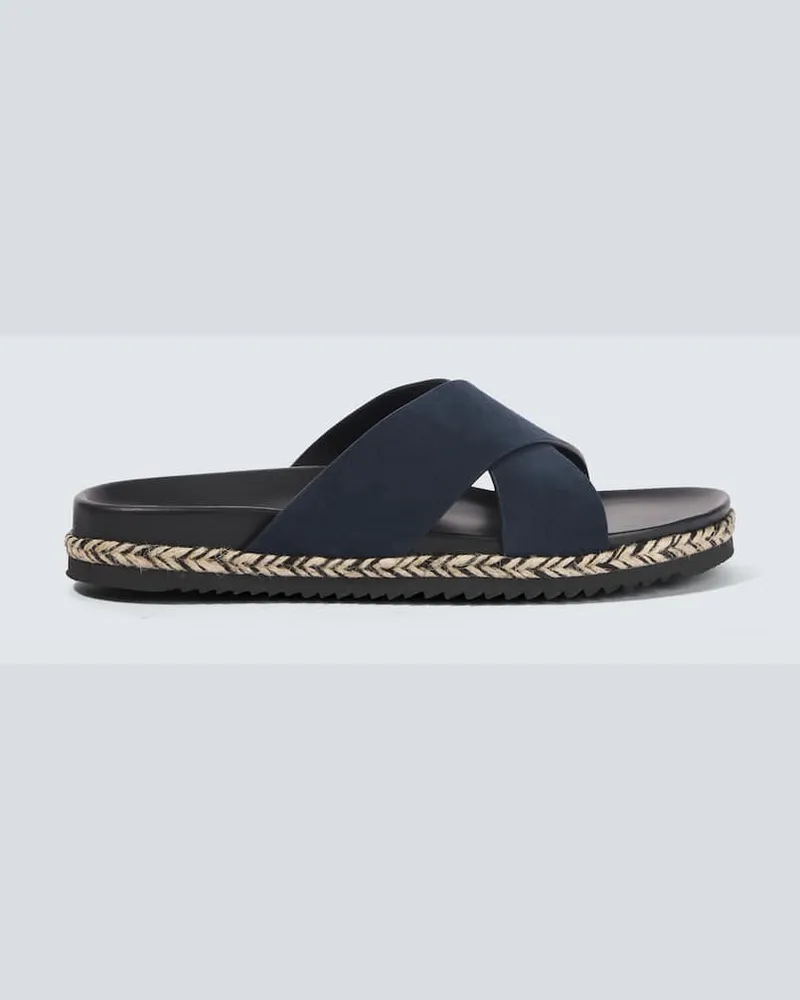 Frescobol Carioca Sandalen Breno aus Veloursleder Blau