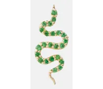 Einzelner Ohrring Stud Club Snake aus 14kt Gelbgold mit Tsavoriten